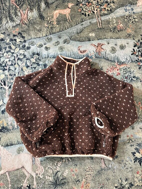 THE GREAT Brown Speckled Sherpa Fleece Snap Pullover Size 1